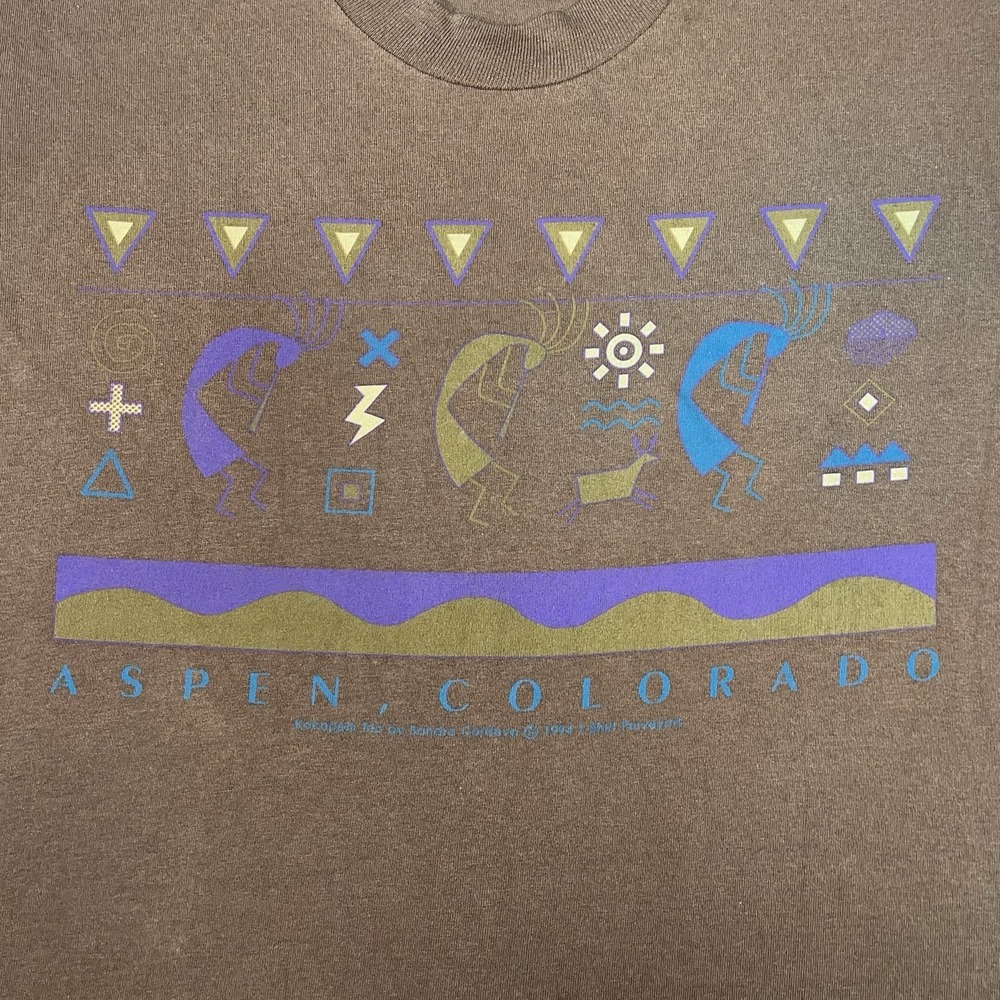 VTG Aspen Colorado Kokopelli T Shirt Men's Sz L Brown Single Stitch Made in USA - Picture 3 of 8